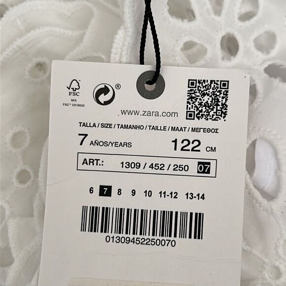 ZARA Kids | White | ASYMMETRIC SWISS EMBROIDERY DRESS - Picture 5 of 6